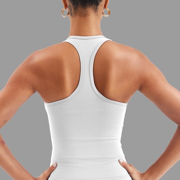 Estile Women's Seamless Racerback Workout Tank Top, White, Medium - Picture 2 of 6